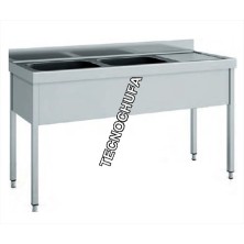 DOUBLE SINK WITH FRAME FGD-166D AND RIGHT DRAINER (1600x600 mm)