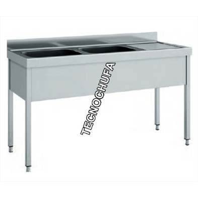 DOUBLE SINK WITH FRAME FGD-186I AND LEFT DRAINER (1800x600 mm)