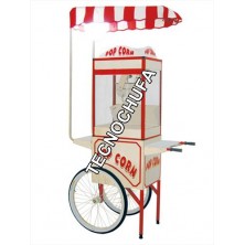 STAINLESS STEEL CART FOR POPCORN MACHINE WITH ROOF AND LAMP