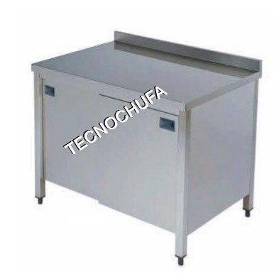 MTPC-166 STAINLESS STEEL WORK TABLE WITH SLIDING DOORS